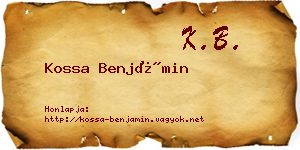 Kossa Benjámin névjegykártya